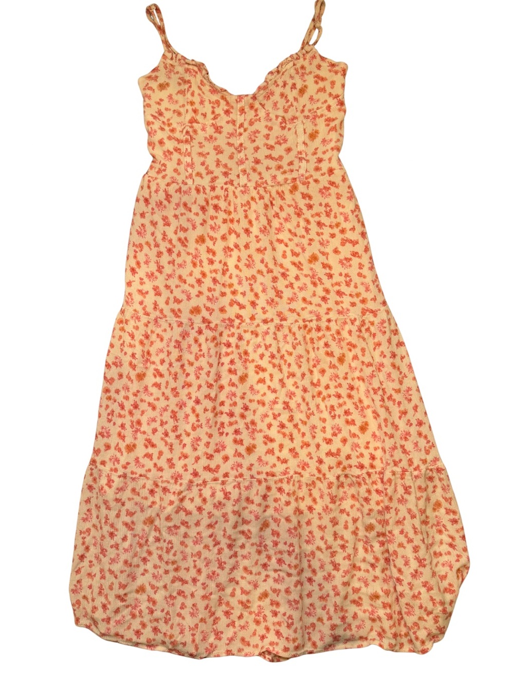 Women’s Cream Midi Sundress with Pink Floral Print